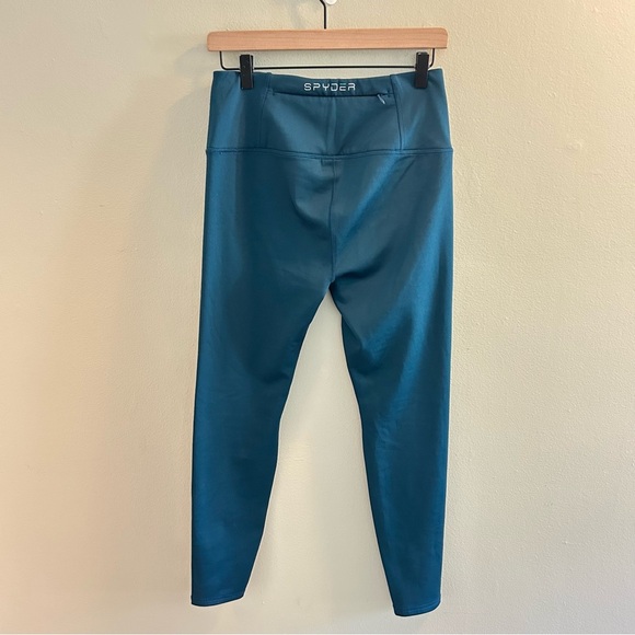 Spyder Active Tech Core Fleece Lined Leggings Womens Size Medium Green High Rise - Picture 3 of 8